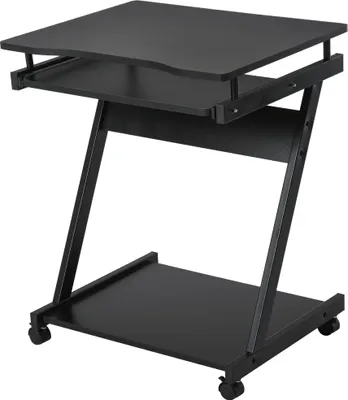Image de HOMCOM Bureau Informatique Roulant - Bureau Mobile - Table d'ordinateur - Tablette coulissante Clavier + étagère - Noir