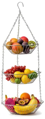 Productafbeelding van RVS fruitmand met haken - 74x28 cm