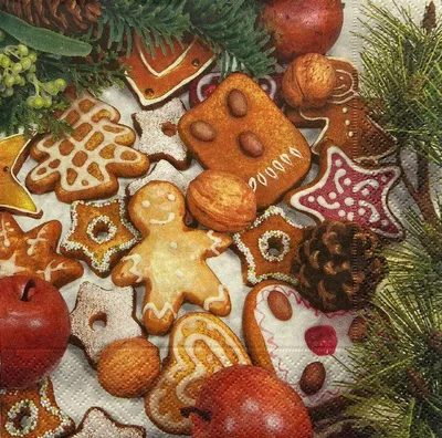 Produktbild von 20 Weihnachts Servietten Lebkuchenmann 33x33cm