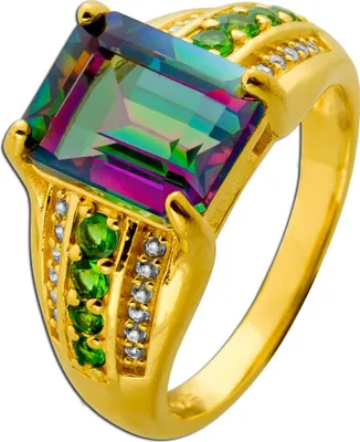 Produktbild von Topas Ring Silber 925 vergoldet Mystic Topas Chromdiopsid Zirkon Edelsteine 19