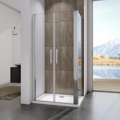 Produktbild von 140X80X195cm Duschtür Dusche Pendeltür Nischentür Duschkabine Duschabtrennung Schwingtür 6mm NANO ESG