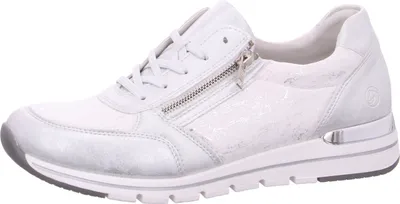 Image de Remonte Femmes Baskets Largeur G Textile Fermeture éclair Lacets R6700, Taille:40 EU, Couleur:Argent