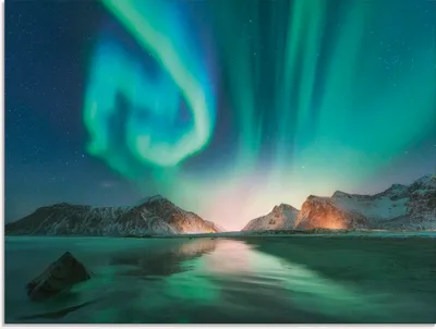 Produktbild von ARTland Glasbild Auroraborialis - Nördliches Polarlicht Größe: 80x60 cm