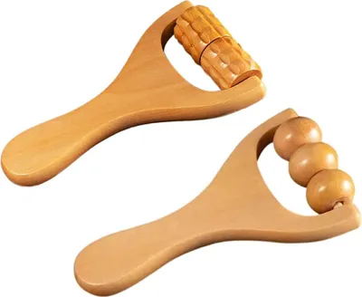Produktbild von 2 Stück Holzroller-Massagegerät, Manueller Holz-Massageroller, Rückenmassagegerät, Massageroller, Cellulite-Roller, Holzmassagegerät Geeignet Für Beine, Hände, Taille