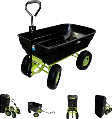 Produktbild von Gartenwagen mit Kippfunktion 400kg 125 L mit Deichsel für Rasentraktor Quad oder Handgriff