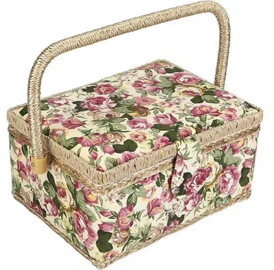 Produktbild von Famanu Nähkasten Groß Holz - Organizer für Stoffe - Rosa Nähkasten