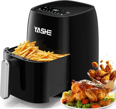 Image de YASHE 4, 2L Friteuse Sans Huile avec écran Tactile LED en Verre Trempé, 1500W 6 Menus Préréglés, Noir