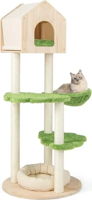 Produktbild von 139 cm Katzenbaum mit Sisal-Kratzpfosten & Springplattformen & Liegeplatz & Hängematte