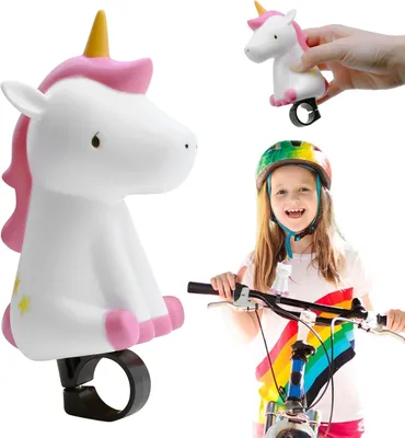 Obrázok produktu pre Hlasná trúbka pre deti, jednorožec, ružová, silikón, na bicykel a kolobežku