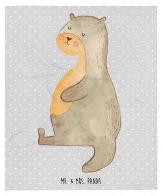 Produktbild von Mr. & Mrs. Panda Bettdecke Otter Bauch - Grau Pastell - Geschenk, voll Gefuttert, Decke, Satt, Bettüberwurf, dick, Essen. Foodlover, Couchdecke, Kuscheldecke, Sportmuffel