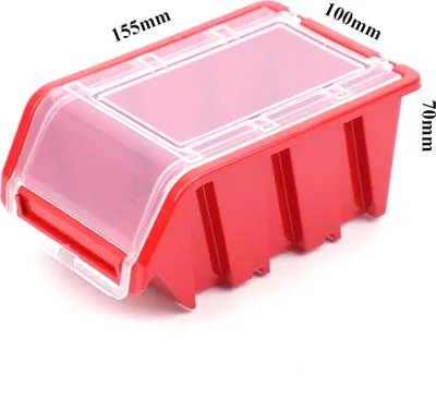 Produktbild von Valle Verde 20er Set Stapelboxen, Sortimentskasten mit Klappdeckel, Sichtlagerboxen - Für Kleinteile, Schrauben, Werkstatt - 155 x 100 x 70 mm Rot