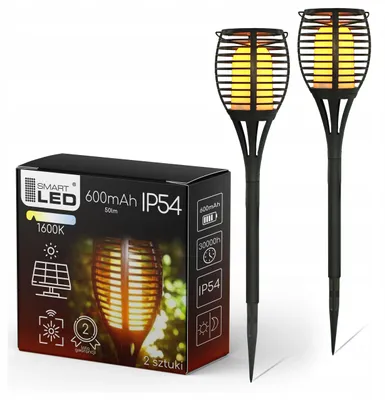 Image de Smartled Lampe Solaire Jardin LED Piquet Flamme 2-en-1 Crépusculaire