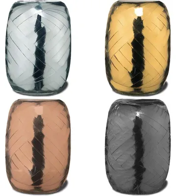 Produktbild von 4 Rollen metallic Geschenkbänder Schleifenband Kräuselband gold, silber, schwarz, roségold