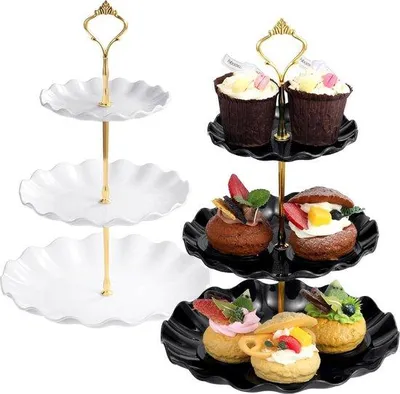 Produktbild von 3-stufiger Kuchenständer für Cupcakes, Obst, Kekse, Süßigkeiten, Geburtstag