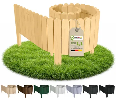 Image de Rollborder flexible, 200 x 20 cm - Bordure en bois - Bordure pour plates-bandes - Bordure pour massifs - Clôture pour vergers - Résistant aux intempéries