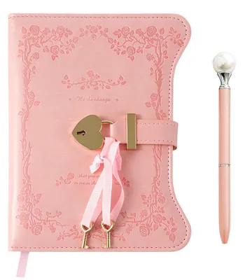 Immagine prodotto di Diario con serratura e chiave, formato B6, in ecopelle rosa, set regalo