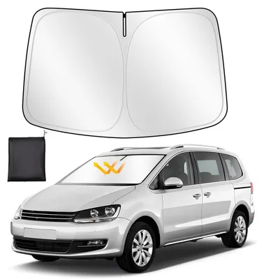 Obrázek produktu pro Sluneční clona do auta, určená pro přední sklo, s individuálním přizpůsobením pro VW Sharan (2010-2020), skládací, zesílená, s reflexní vrstvou a ochranou proti UV záření