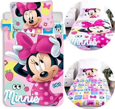Produktbild von DISNEY Minnie Mouse Baumwollbettwäsche mit Reißverschluss, für Kinderbetten, 100% BAUMWOLLE, 100x135 cm
