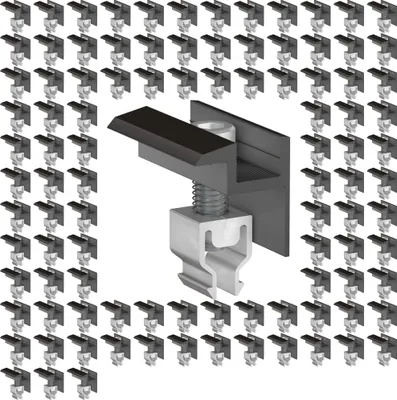 Produktbild von 100x Endklemme Klickfix schwarz 30-40mm Solarmodul Halterung Modulklemme Solar Modul Klemme Befestigung Halterung PV Montage Panel Aluminium Profil