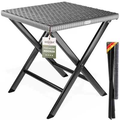 Produktbild von CASARIA® Polyrattan Klapphocker 75kg Belastbarkeit 44x40x44cm Klappbar Leicht Tragbar Wetterfest Garten Terrasse Balkon Camping Hocker Anthrazit
