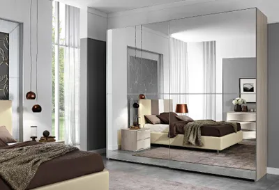 Productafbeelding van Kledingkast met schuifdeuren, houten kast, slaapkamer, garderobe, meubels