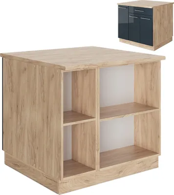 Produktbild von Kücheninsel Vicco Fame-Line Dunkelblau Hochglanz 90 cm mit Schublade, ohne Arbeitsplatte, Model 49798