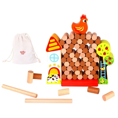 Produktbild von TOOKY TOY Falling Hen Wooden Farm Jenga Spiel