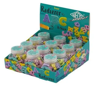 Immagine prodotto di WEDO 5998599 Gomma da cancellare in plastica WEDO ABC, 26 pezzi in scatola di plastica