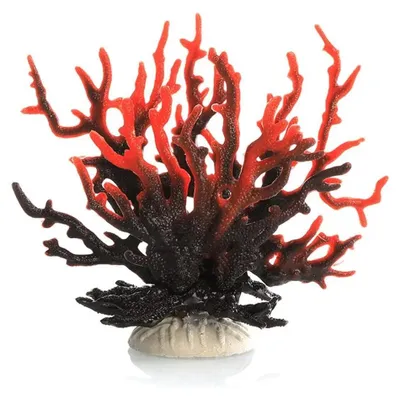 Produktbild von Künstliche Aquarienkoralle - Korallenornament - Aquarium Deko - Kunststoff - Korallenpflanze - Schwarz Rot