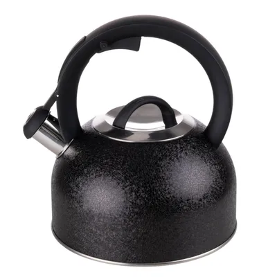 Produktbild von Pfeifkessel Flötenkessel aus Edelstahl 2,5L Wasserkessel Wasserkocher schwarz