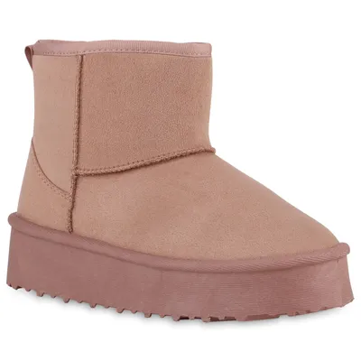 Produktbild von VAN HILL Damen Warm Gefüttert Winter Boots Stiefeletten Profil-Sohle Schuhe 840856, Farbe: Altrosa, Größe: 39