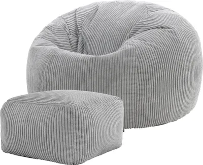 Produktbild von Icon Kingston Sitzsack Cord und Hocker mit Füllung, Grau