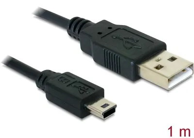 Zdjęcie produktu dla DeLOCK 82273, 1 m, USB A, Mini-USB B, USB 2.0, Męska/Męska, Czarny