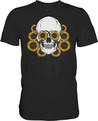 Produktbild von Totenkopf Sonnenblumen Shirt Gärtner Geschenk Garten – Black / M