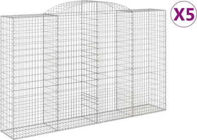 Imagen del producto de vidaXL: 5 gabiones con forma de arco, 300x50x180/200 cm, fabricados en hierro galvanizado