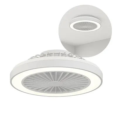 Produktbild von MasterLED Deckenventilator LED KLEO, Ø48cm, Weiß, 36W+15W, 3CCT 3000K–6000K, dimmbar, Smart App, Fernbedienung, Lampe mit Lüfter