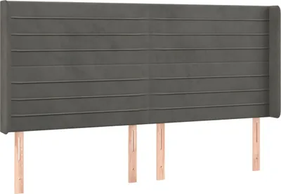 Produktbild von vidaXL Kopfteil mit Ohren Dunkelgrau 183x16x118/128 cm Samt