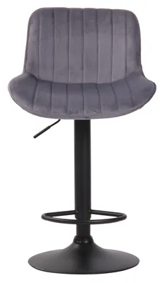 Image de Tabouret de bar CLP Lentini en velours, pivotant et réglable en hauteur, gris foncé, piètement noir