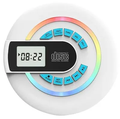 Produktbild von Tragbarer CD-Player - Bluetooth 5.1 - USB-aufladbar - Anti-Skip - MP3/CD-R/CD-RW - Eingebauter Lautsprecher & Kopfhöreranschluss - Weiß