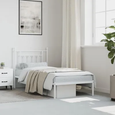 Produktbild von "2026 Aktion"Bettgestell - CLORIS - Einzelbett - mit Kopfteil Metall Weiß 90x200 cm - Einfache Montage -  - DEMöbel5786860