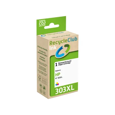 Produktbild von RecycleClub Tinte für HP Nr. 303XL – Farbe (T6N03AE) Druckkopf 3 Farben mit Füllstandsanzeige 1 x 450 p