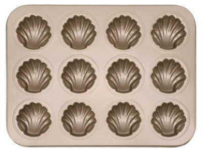 Produktbild von Backform mit 12 Mulden Kohlenstoffstahl, muschelförmig, für Plätzchen, Kuchen, Schokolade