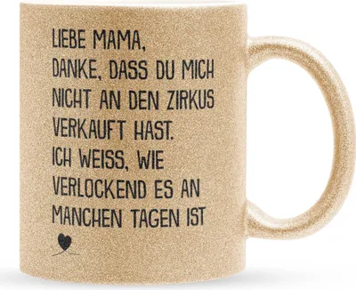 Produktbild von 22Feels Glitzertasse Gold Mama Geschenk Muttertag Mutter Geburtstag Kaffeetasse Frauen Weihnachten Haferl Geschenkidee Bürotasse