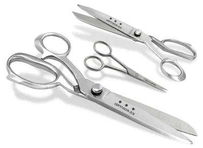Produktbild von 3-teiliges Stoffscheren-Set Schneiderschere Textilschere Nähschere 20 cm + 24,5 cm + Stickschere 11,5 cm gerade
