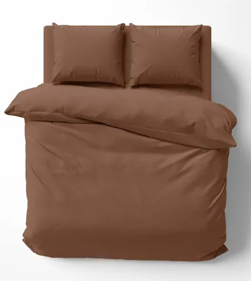 Produktbild von Bettwäsche-Set 240x220 cm Uni braun Doppelbett Bettbezug Renforcé Baumwolle
