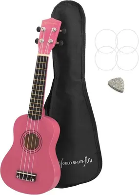 Productafbeelding van Sopraan Ukelele voor Beginners met Gig Bag, Reserve Snaren & Vilt Pick - Roze