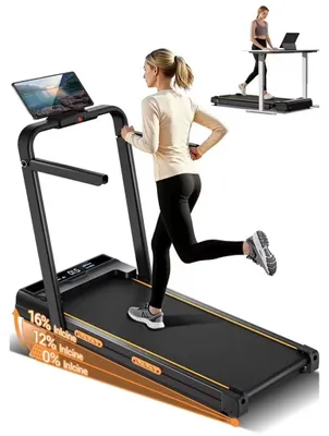 Imagen del producto de Cinta de correr - X5F - Plegable, 3 en 1 - Inclinación ajustable hasta el 16% - Ideal para usar en el escritorio - Control remoto - Pantalla - Soporta hasta 159 kg