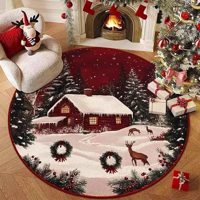 Produktbild von Runder Weihnachtsmatte mit Antirutsch, 60 x 60 cm