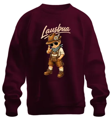 Produktbild von Lausbua Cool Kind Lederhose  Bayern Dirndl Wiesn Sweatshirt Pullover, Burgundy, S