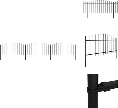 Image de vidaXL Clôture de jardin avec pointes de lance Acier (0,5 - 0,75) x 5,1 m Noir - Panneaux de clôture